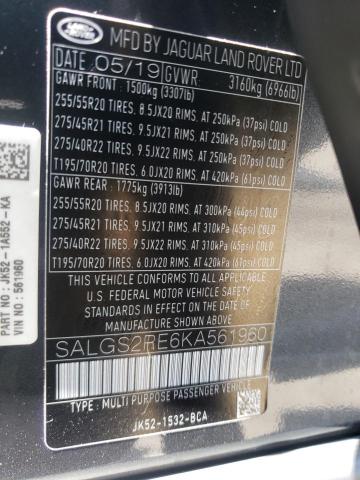 Photo 10 from auction – 2019 LAND ROVER RANGE ROVE with VIN SALGS2RE6KA561960