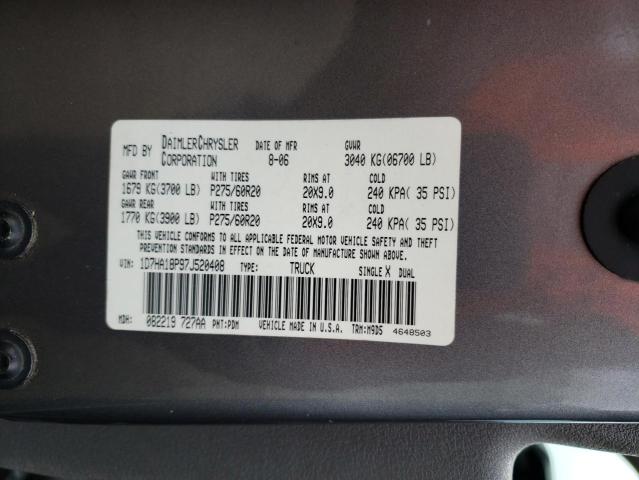 Photo 10 from auction – 2007 DODGE RAM 1500 S with VIN 1D7HA18P97J520408