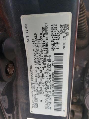 Photo 10 from auction – 2004 TOYOTA 4RUNNER SR with VIN JTEBU14R140030508