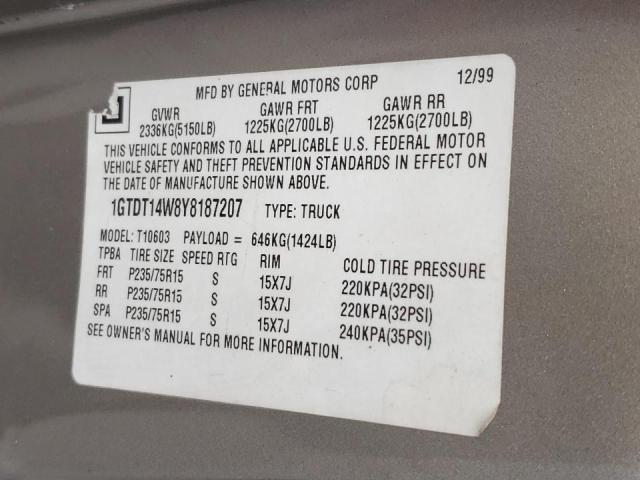 Photo 10 from auction – 2000 GMC SONOMA with VIN 1GTDT14W8Y8187207
