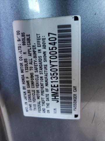 Photo 10 from auction – 2000 HONDA INSIGHT with VIN JHMZE1350YT005407