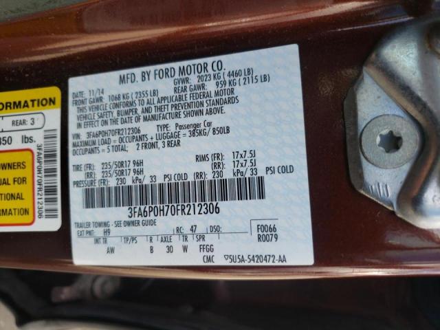Photo 10 from auction – 2015 FORD FUSION SE with VIN 3FA6P0H70FR212306