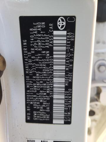 Photo 10 from auction – 2020 TOYOTA COROLLA XS with VIN 5YFT4RCE7LP021001