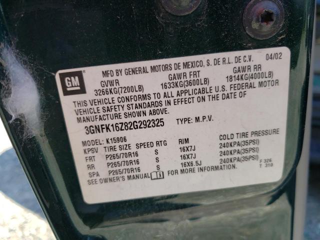 Photo 10 from auction – 2002 CHEVROLET SUBURBAN K with VIN 3GNFK16Z82G292325