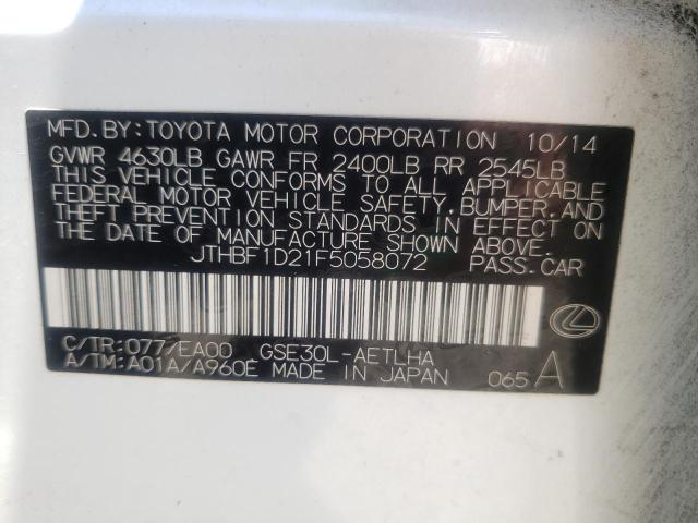 Photo 10 from auction – 2015 LEXUS IS 250 with VIN JTHBF1D21F5058072
