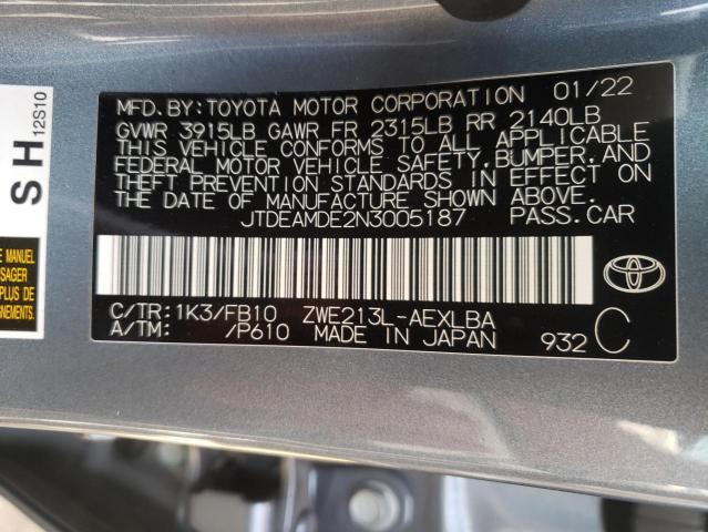 Photo 10 from auction – 2022 TOYOTA COROLLA LE with VIN JTDEAMDE2N3005187