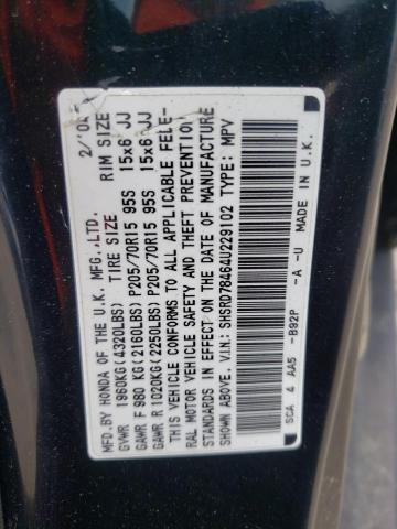 Photo 10 from auction – 2004 HONDA CR-V LX with VIN SHSRD78464U229102