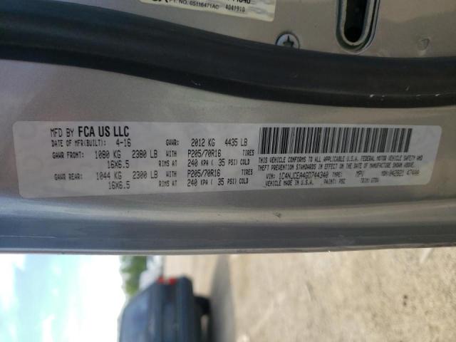 Photo 10 from auction – 2016 JEEP COMPASS LA with VIN 1C4NJCEA4GD744340