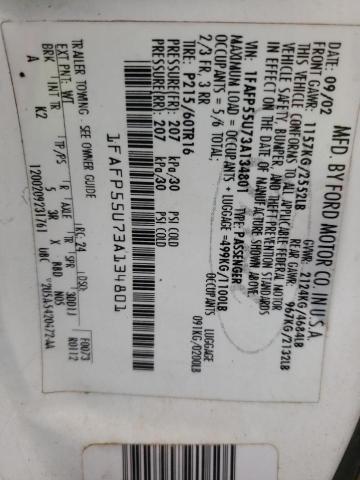 Photo 10 from auction – 2003 FORD TAURUS SES with VIN 1FAFP55U73A134801