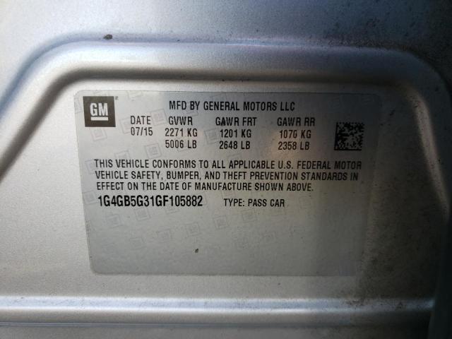 Photo 10 from auction – 2016 BUICK LACROSSE with VIN 1G4GB5G31GF105882