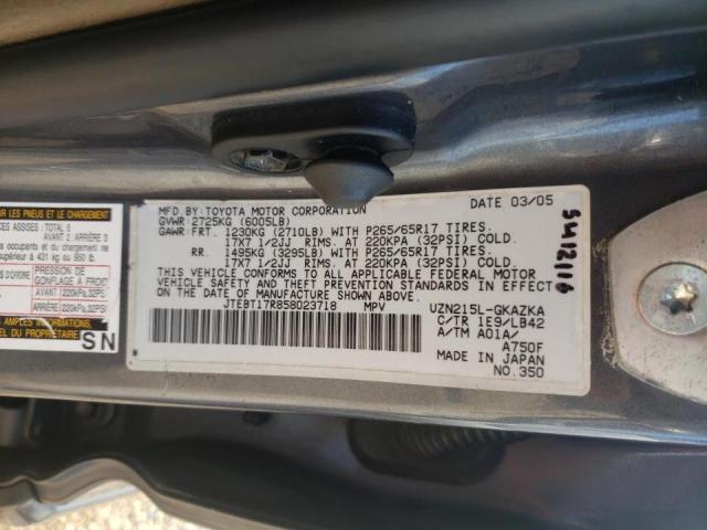 Photo 10 from auction – 2005 TOYOTA 4RUNNER LI with VIN JTEBT17R858023718