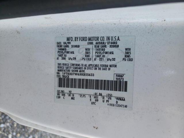 Photo 10 from auction – 1999 FORD F150 with VIN 1FTRX07W6XKB55633