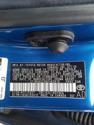 Photo 10 from auction – 2010 TOYOTA COROLLA BA with VIN 2T1BU4EE0AC445810