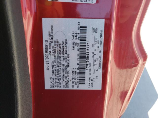 Photo 10 from auction – 2005 FORD MUSTANG with VIN 1ZVFT80N655157521