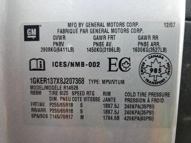 Photo 10 from auction – 2008 GMC ACADIA SLE with VIN 1GKER137X8J207368