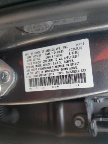 Photo 10 from auction – 2012 HONDA ACCORD EXL with VIN 1HGCP2F85CA153720