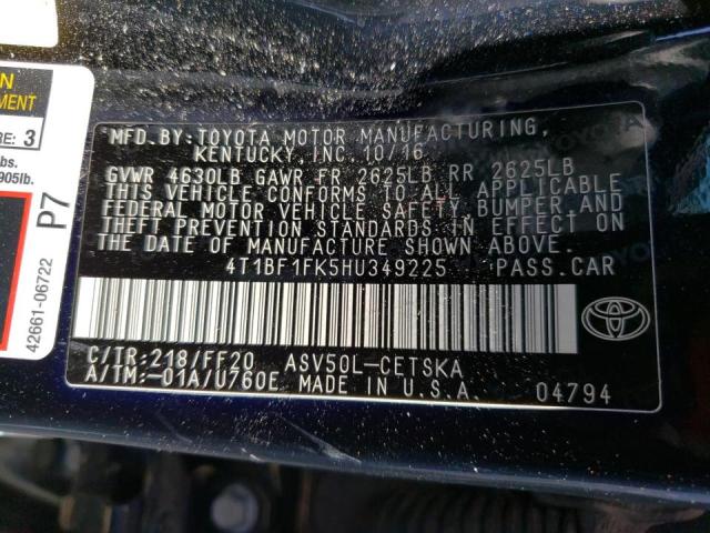 Photo 10 from auction – 2017 TOYOTA CAMRY LE with VIN 4T1BF1FK5HU349225