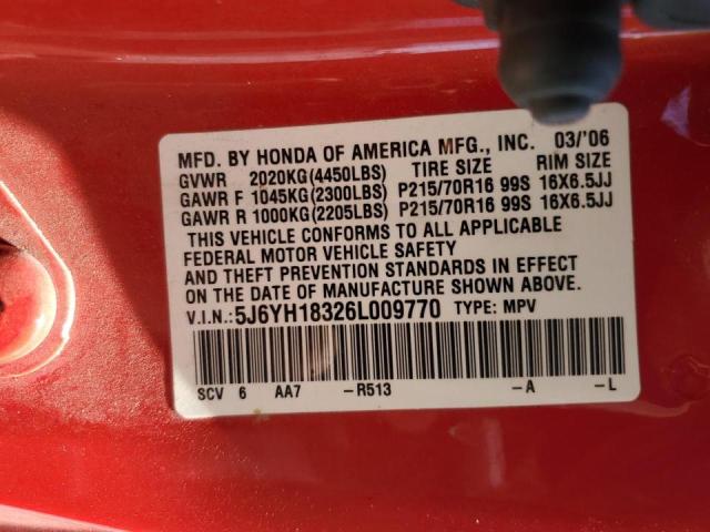 Photo 10 from auction – 2006 HONDA ELEMENT LX with VIN 5J6YH18326L009770