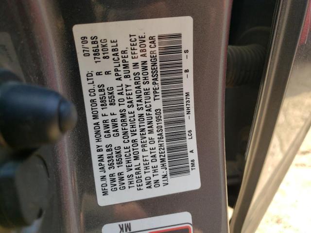 Photo 10 from auction – 2010 HONDA INSIGHT with VIN JHMZE2H76AS019503