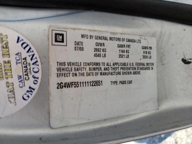 Photo 10 from auction – 2001 BUICK REGAL GS with VIN 2G4WF551111122651