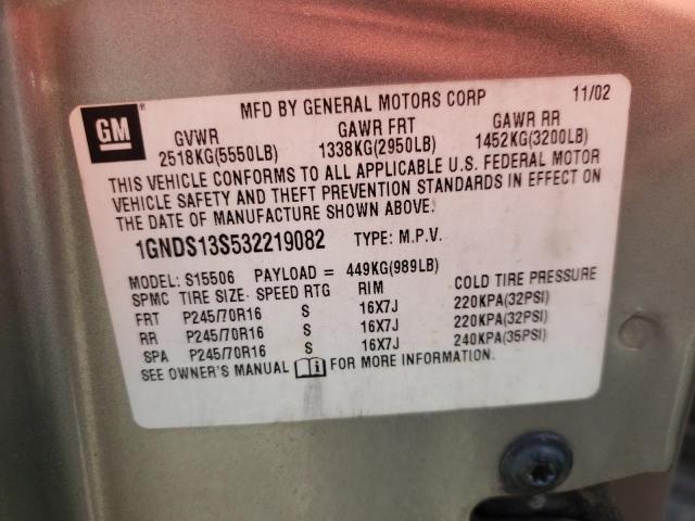 Photo 10 from auction – 2003 CHEVROLET TRAILBLAZE with VIN 1GNDS13S532219082