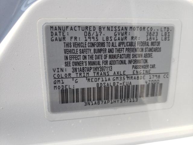 Photo 10 from auction – 2017 NISSAN SENTRA S with VIN 3N1AB7AP1HY397113