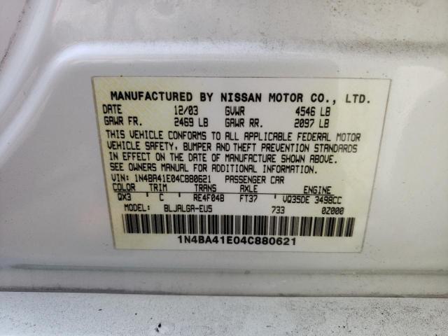 Photo 10 from auction – 2004 NISSAN MAXIMA SE with VIN 1N4BA41E04C880621