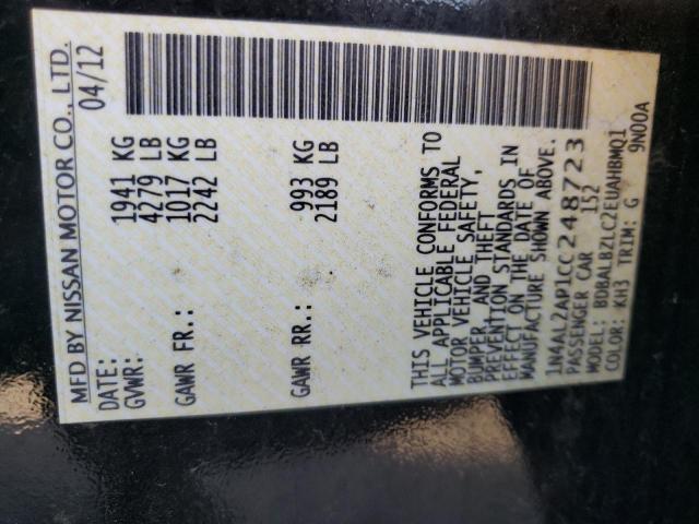 Photo 10 from auction – 2012 NISSAN ALTIMA BAS with VIN 1N4AL2AP1CC248723