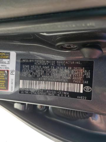 Photo 10 from auction – 2012 TOYOTA CAMRY BASE with VIN 4T1BF1FK9CU007561