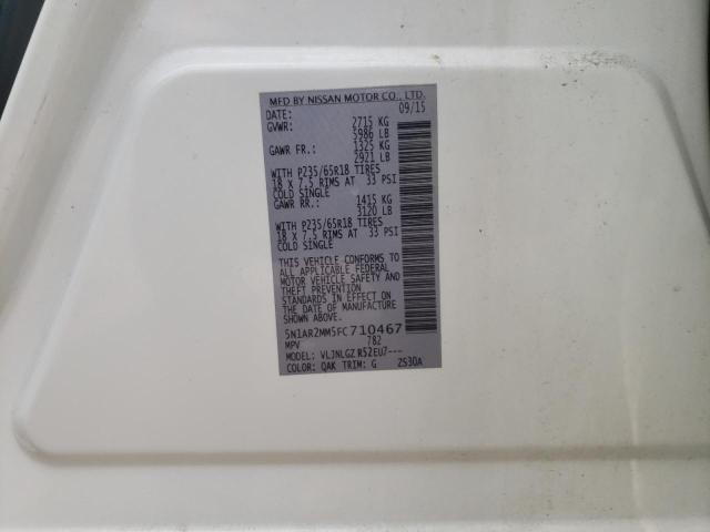 Photo 10 from auction – 2015 NISSAN PATHFINDER with VIN 5N1AR2MM5FC710467