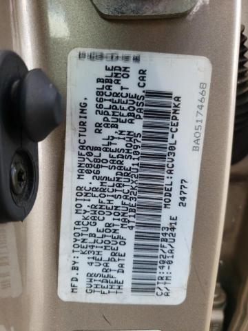 Photo 10 from auction – 2002 TOYOTA CAMRY with VIN 4T1BE32KX2U110975
