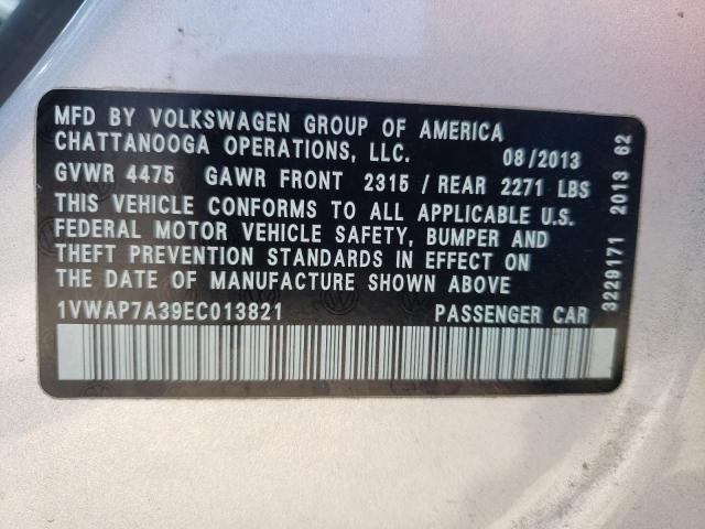 Photo 10 from auction – 2014 VOLKSWAGEN PASSAT S with VIN 1VWAP7A39EC013821