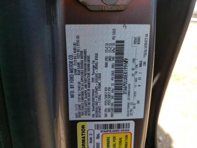 Photo 10 from auction – 2014 FORD FUSION SE with VIN 3FA6P0LU0ER199469