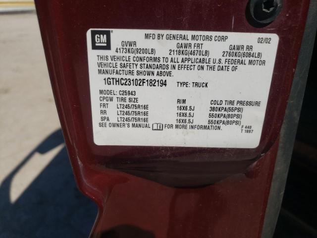 Photo 10 from auction – 2002 GMC SIERRA C25 with VIN 1GTHC23102F182194