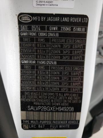 Photo 10 from auction – 2014 LAND ROVER RANGE ROVE with VIN SALVP2BGXEH949208