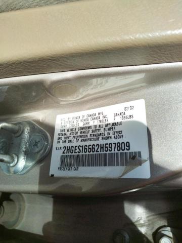 Photo 10 from auction – 2002 HONDA CIVIC LX with VIN 2HGES16562H597809