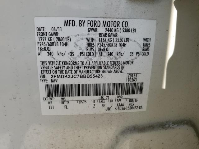 Photo 10 from auction – 2011 FORD EDGE SEL with VIN 2FMDK3JC7BBB55423