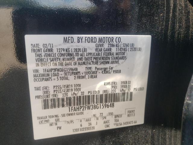 Photo 10 from auction – 2011 FORD TAURUS LIM with VIN 1FAHP2FW3BG159648