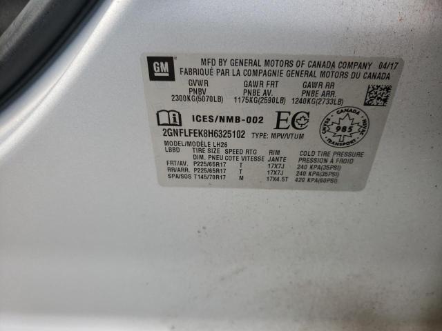 Photo 10 from auction – 2017 CHEVROLET EQUINOX LT with VIN 2GNFLFEK8H6325102