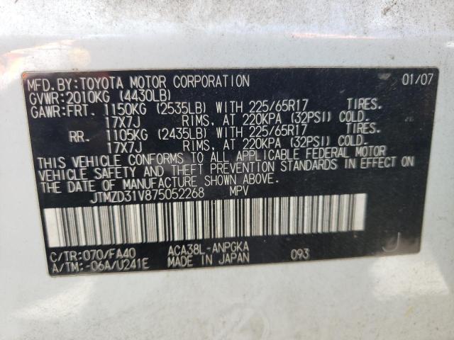 Photo 10 from auction – 2007 TOYOTA RAV 4 with VIN JTMZD31V875052268
