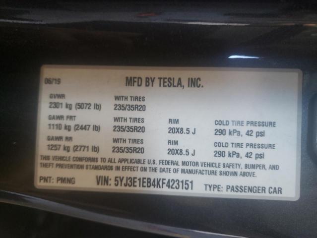 Photo 10 from auction – 2019 TESLA 3 with VIN 5YJ3E1EB4KF423151
