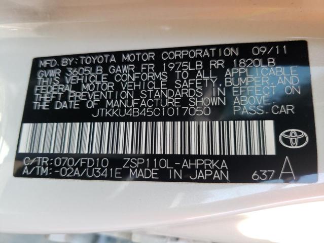 Photo 10 from auction – 2012 TOYOTA SCION XD with VIN JTKKU4B45C1017050