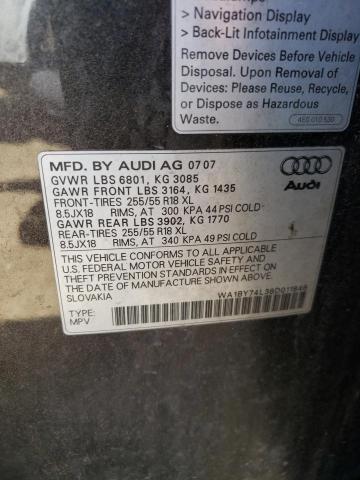 Photo 10 from auction – 2008 AUDI Q7 3.6 QUA with VIN WA1BY74L38D011846