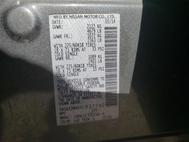 Photo 10 from auction – 2014 NISSAN ROGUE S with VIN 5N1AT2MVXEC837742
