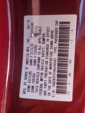 Photo 10 from auction – 2017 HONDA ACCORD SPO with VIN 1HGCR2F57HA046563