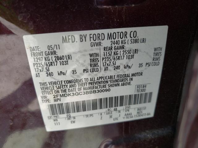 Photo 10 from auction – 2011 FORD EDGE SE with VIN 2FMDK3GC3BBB30090