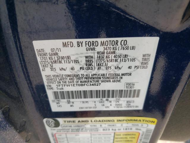 Photo 10 from auction – 2011 FORD F150 SUPER with VIN 1FTFW1ET0BFC34527