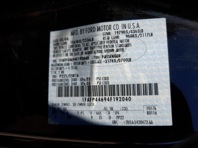 Zdjęcie 10 z aukcji – 2004 FORD MUSTANG z VIN 1FAFP44694F192040