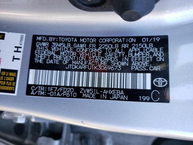 Photo 10 from auction – 2019 TOYOTA PRIUS with VIN JTDKARFU1K3069673