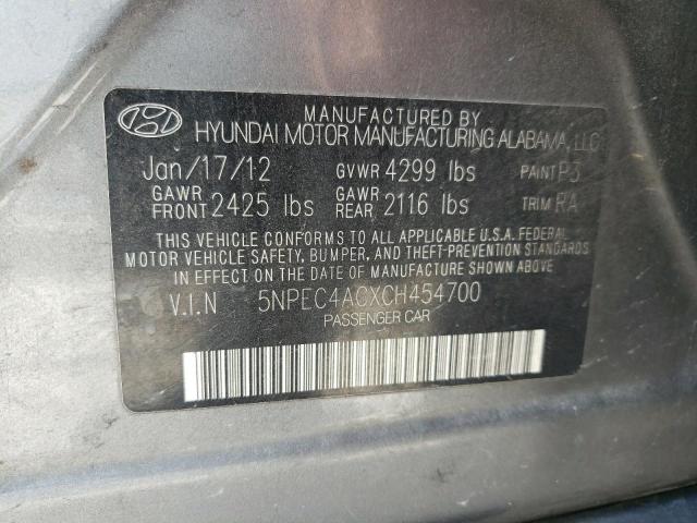 Photo 10 from auction – 2012 HYUNDAI SONATA SE with VIN 5NPEC4ACXCH454700